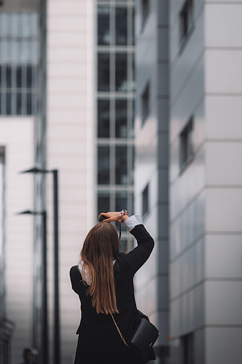 Building, Miscellanea, Miscellaneous, Girl, grapher, Bag, Shooting, Survey HD phone wallpaper