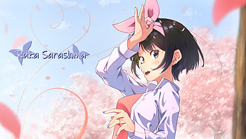 Anime, Ruka Sarashina, Rent A Girlfriend, Black Hair, Blue Eyes, Kanojo Okarishimasu, Ribbon, Short Hair HD wallpaper