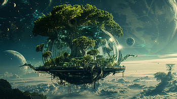 Floating City: A Sci-Fi Wonderland, Sci Fi, Floating City, floating island, futuristic landscape, fantasy HD wallpaper