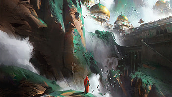 Green Mountain , artist, artwork, digital-art, artstation HD wallpaper