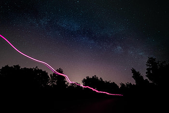Stars, Night, Dark, Long Exposure, zelight, Line HD wallpaper