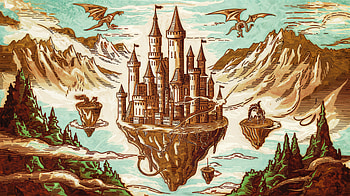 Majestic Flying Castle: A Stunning Ultra, flying castle, castle, fantasy, dragon, floating island HD wallpaper