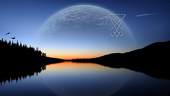 Lucifer Sunset, satan, lucifer, landscape, devil, paradise, baphomet, anton lavey, belial, satanism, hell, leviathan, sigil, sunset HD wallpaper