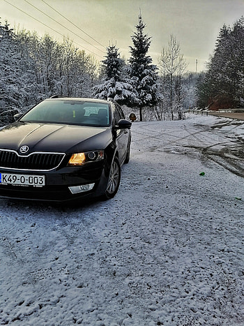 Skoda Octavia A7, Snow HD phone wallpaper
