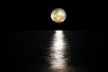 Dark Night Moon Reflection In Sea , moon, reflection, sea, nature HD wallpaper