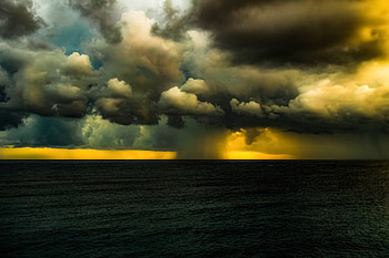 Clouds, storm, rain, sea, nature HD wallpaper