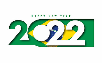 Happy New Year 2022 Brazil, white background, Brazil 2022, Brazil 2022 New Year, 2022 concepts, Brazil, Flag of Brazil HD wallpaper