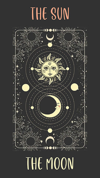 The Sun and moon, tarot, card HD phone wallpaper