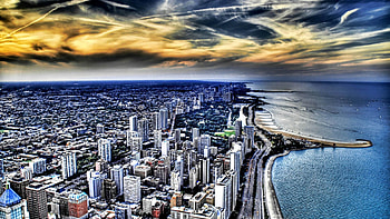 Cities, Building, View From Above, Shore, Bank, Ocean, Skyscrapers, r, Chicago HD wallpaper