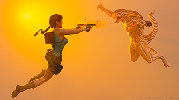 Lara Croft Vs Atlantis , lara-croft, tomb-raider, games, deviantart HD wallpaper