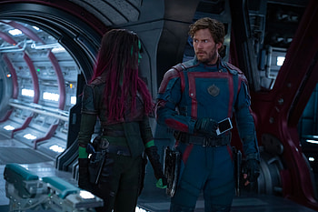 Gamora, Zoe Saldana, Star Lord, Chris Pratt, movie, Guardians of the Galaxy Vol. 3 HD wallpaper