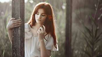 Girl Red Hair Rose In Hand , girls, model, rose, graphy HD wallpaper