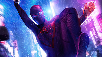 Spider Man Miles Neon, spiderman, superheroes, artwork, artist, deviantart HD wallpaper