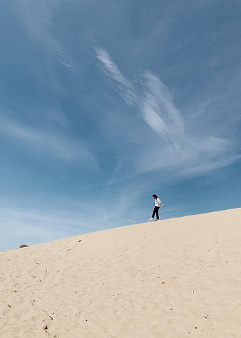 Sand, Miscellanea, Miscellaneous, Slope, Human, Person, Loneliness, Lonely, Alone HD phone wallpaper