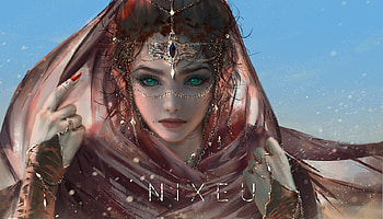 Sand, frumusete, art, gorgeous, nixeu, girl, superb, jewel, fantasy, red, face, luminos HD wallpaper