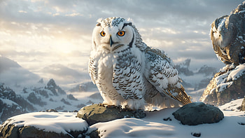 White Owl, white, owl, mountain, snow, Animal, Snowy Mountain, winter animals HD wallpaper