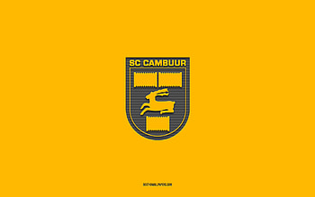 SC Cambuur, yellow background, Dutch football team, SC Cambuur emblem, Eredivisie, Leeuwarden, Netherlands, football, SC Cambuur logo HD wallpaper