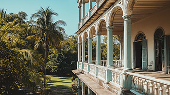 Stunning Colonial Architecture in Ultra, architecture, balcony, palm tree HD wallpaper