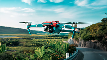 Vibrant Drone in Flight: A Ultra, drone, flying, landscape, technology, aerial HD wallpaper