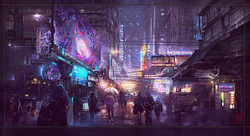 Cyberpunk, fantasy, 3d, cities, futuristic, illustration HD wallpaper
