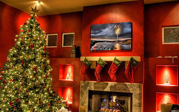 CHRISTMAS NIGHT, holidays, christmas, fireplace, socks, tree HD wallpaper