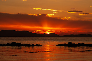 Nature, Sunset, Stones, Sky, Sea, Hills HD wallpaper