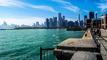 Chicago skyline, Lake , backgrounds HD wallpaper