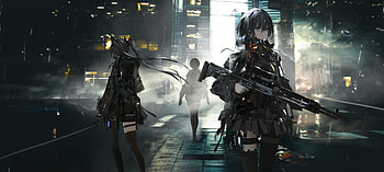 Anime Girls With Big Guns , anime-girl, anime, artist, artwork, digital-art HD wallpaper