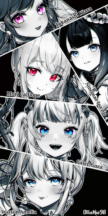HololiveEN, Calliope, Kiara, Amelia, Hololive, HoloEN, Ina, Gura HD phone wallpaper