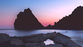 Rocks Stones On Sea Ocean Water Under Blue Sky In Silhouette Background Nature HD wallpaper