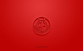 Union Huaral, creative 3D logo, red background, Peruvian Primera Division, 3d emblem, Peruvian football club, Huaral, Peru, 3d art, Liga 1, football, Union Huaral 3d logo HD wallpaper