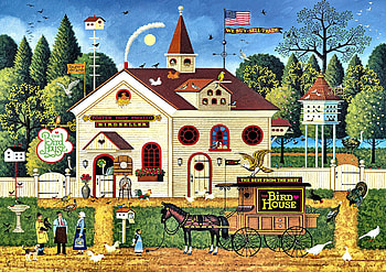 The Bird House, architecture, art, house, landscape, beautiful, Charles Wysocki, illustration, artwork, scenery, wide screen, Wysocki, painting HD wallpaper