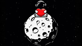 Little Astronaut On Moon With Heart In Hand , astronaut, moon, artist, artwork, digital-art, dark, heart, love HD wallpaper