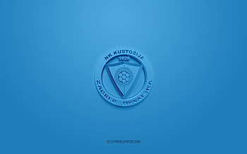 NK Kustosija, creative 3D logo, blue background, Druga HNL, 3d emblem, Croatian football club, Croatian Second Football League, Kustosija, Croatia, 3d art, football, NK Kustosija 3d logo HD wallpaper
