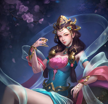 Princess, blue, frumusete, asian, hand, pink, fantasy, wen z, flower, luminos HD wallpaper