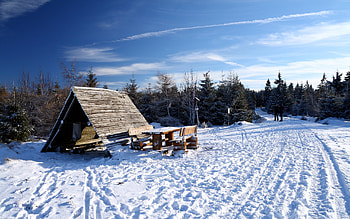 Izera Mountains, winter, blue, skies, snow, clouds, beautiful, nature, forest HD wallpaper