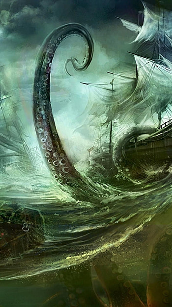 Kraken , Mythical creature themed, Mobile background designs, Creative graphics HD phone wallpaper