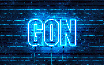 Happy Birtay Gon, , blue neon lights, Gon name, creative, Gon Happy Birtay, Gon Birtay, popular japanese male names, with Gon name, Gon HD wallpaper