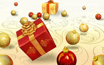 Presents joy, golden, holiday, christmas, red, present HD wallpaper