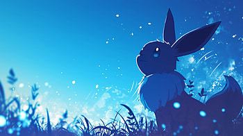 Eevee Pokémon | Magical Blue Night Background, Pokemon, Eevee (Pokémon), silhouette, blue, grass HD wallpaper