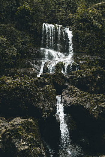 Nature, Water, Stones, Waterfall, Vegetation, Flow, Moss HD phone wallpaper
