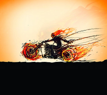 Marvel artwork, superhero, Ghost Rider HD wallpaper