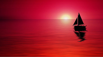 Sailing, sea, boat, ship, Firefox theme, moonlight, moon, red, sky, ocean HD wallpaper