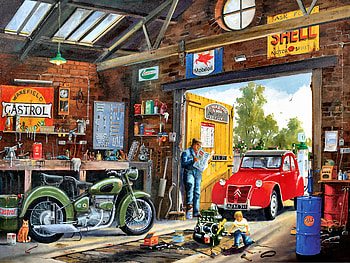 Following in Dad's Footsteps F, art, car, motorcycle, beautiful, illustration, hawg, artwork, wide screen, painting, bike, auto HD wallpaper