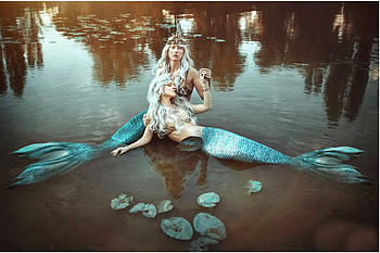 Mermaids, model, blondes, water HD wallpaper