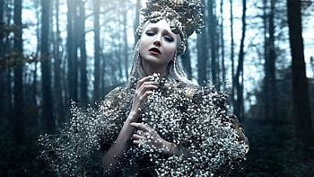 Lovely Girl, flowers, lovely, forest, woman HD wallpaper