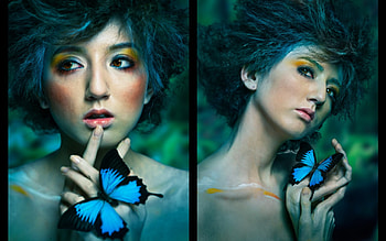 ★..BLUE BUTTERFLIES..★, blue, colorful, graphy, cute, colors, wonderful, collage, charm, artistic, butterflies, magical, lips, amazing, female, pattern, makeup, sweet, art, eyes, beautiful, fashion, fantasy, pretty, love, cool, face, girls, women, lovely, splendor HD wallpaper