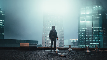 Boy Standing On Building Roof , building, graphy HD wallpaper