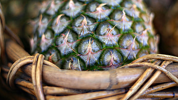 Macro, Basket, Wicker, Braided, Pineapple HD wallpaper