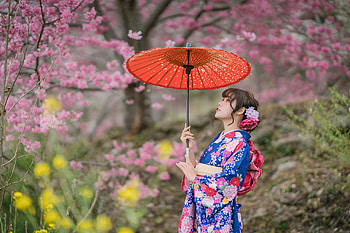 Umbrella, model, pretty, red HD wallpaper